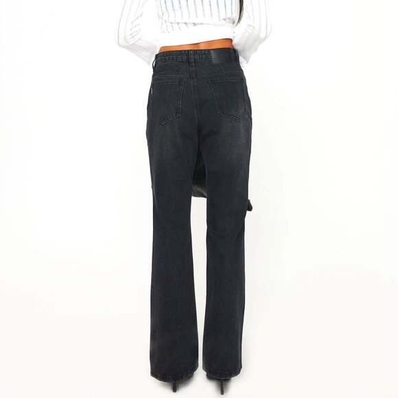 PRINCESS POLLY Kemsley Mid Rise Bootleg Jeans in Washed Black, 24 US 0 AU 4 NWT - Picture 3 of 11